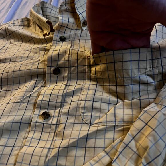 L.L. Bean Men's Wrinkle Resistant  Yellow Plaid Button-Down Shirt - Size L Reg - Picture 3 of 6